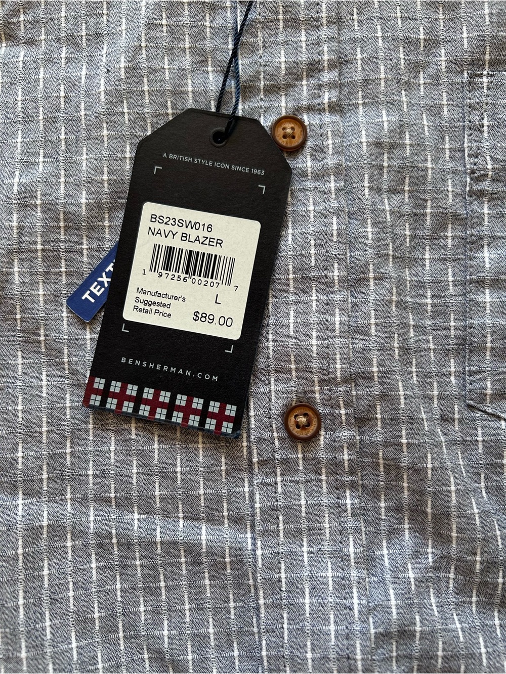 Ben Sherman Men’s Short-Sleeve Button-Down Shirt in Light Gray Stripe size L - Picture 7 of 7